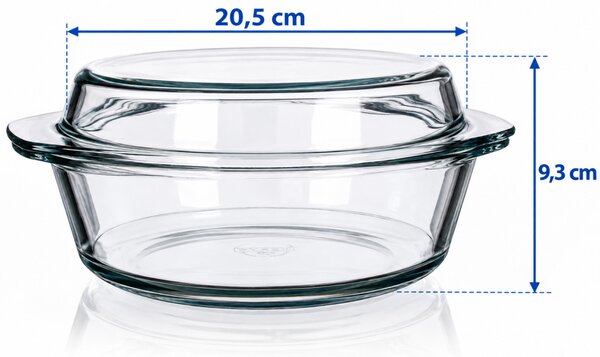 SIMAX STAR LINEA Hőálló sütőtál kerek tál tetővel 2,1 L 9,3x20,5 cm áttetsző
