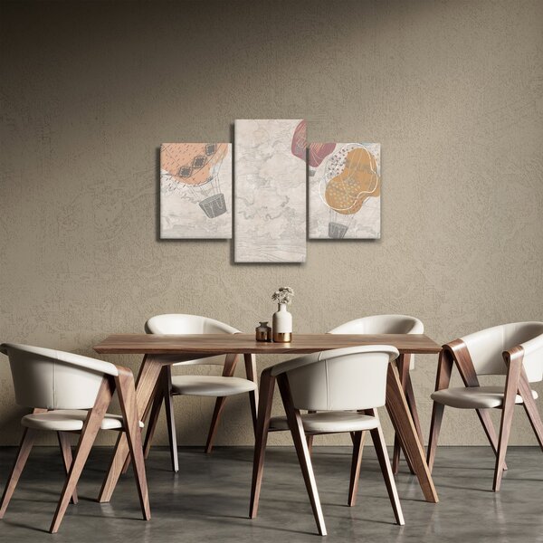 Kép - léggömbök a város felett , meleg tónusok (90x60 cm)