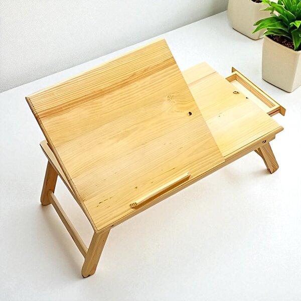 Multifunkcionális összecsukható reggeliző laptop asztal 23x55x34 cm natúr