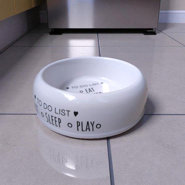 Kisállat etető tál 18 cm 400 ml Eat sleep play felirattal 18x5,5 cm