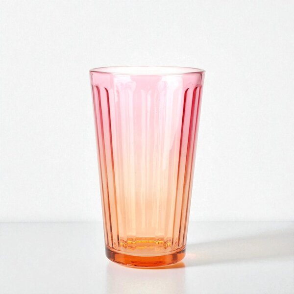 Ombre színes üvegpohár 470 ml rózsaszín-narancssárga 15x8,5 cm