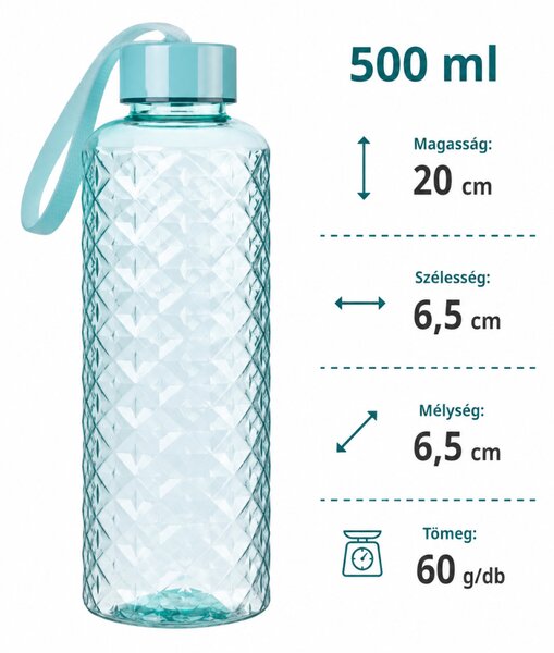 EXCELLENT HOUSEWARE díszes kulacs 500ml kék színben 20x6,5 cm