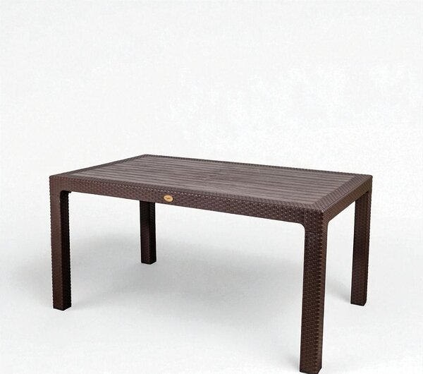 Rattan kerti asztal barna 150x90 cm