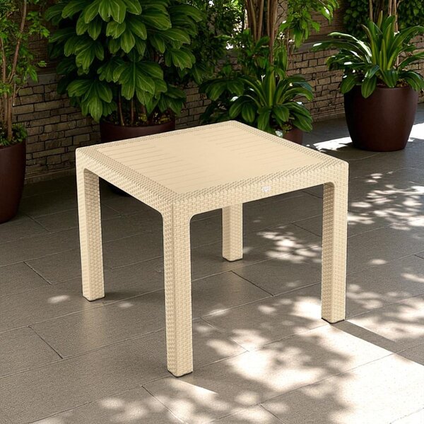 Rattan kerti asztal 90x90 cm - cappuccino színben