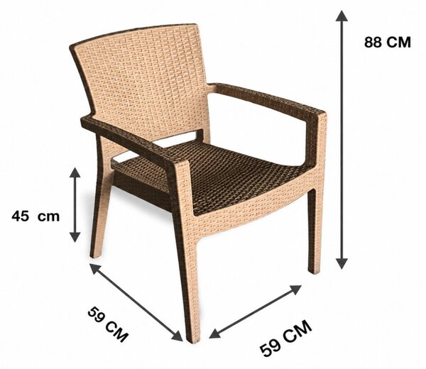 BARAW rattan karfás szék barna 88x59x59 cm
