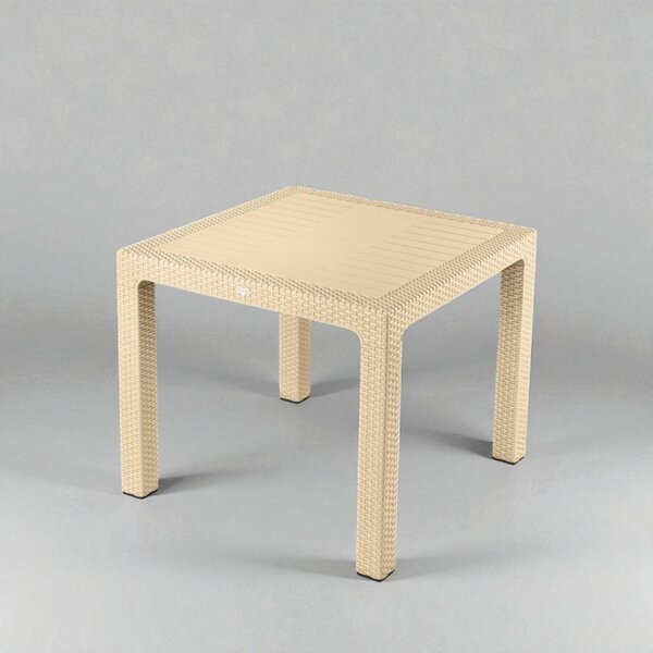 Rattan kerti asztal 90x90 cm - cappuccino színben