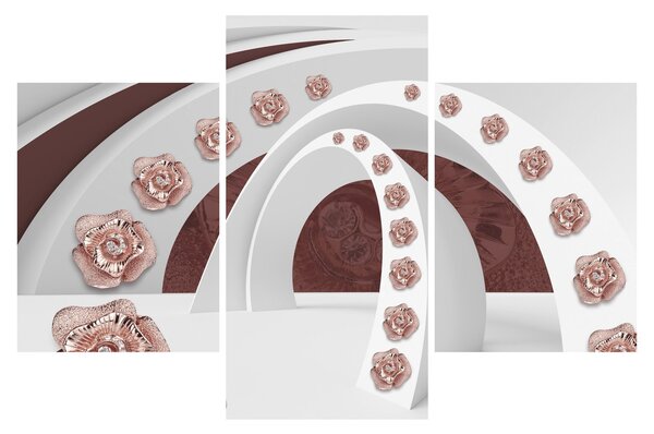 Kép - 3D ívek virágokkal (90x60 cm)