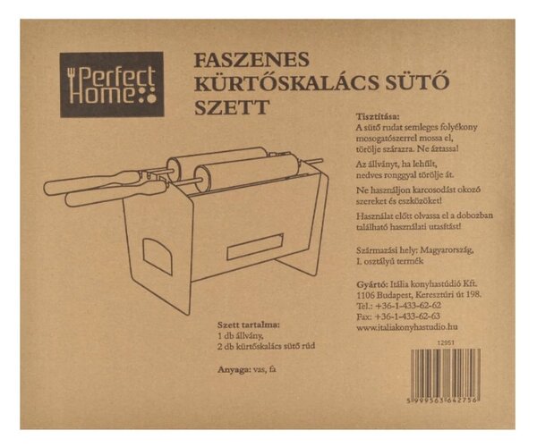 Faszenes kürtőskalács sütő szett állványos Perfect Home