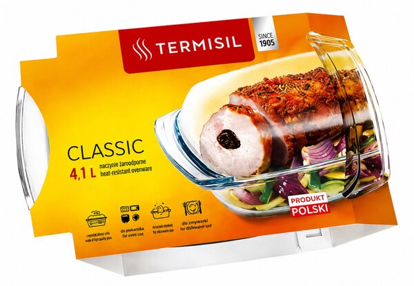 TERMISIL Hőálló edény 4,1 L téglalap alakú 33x21x12 cm