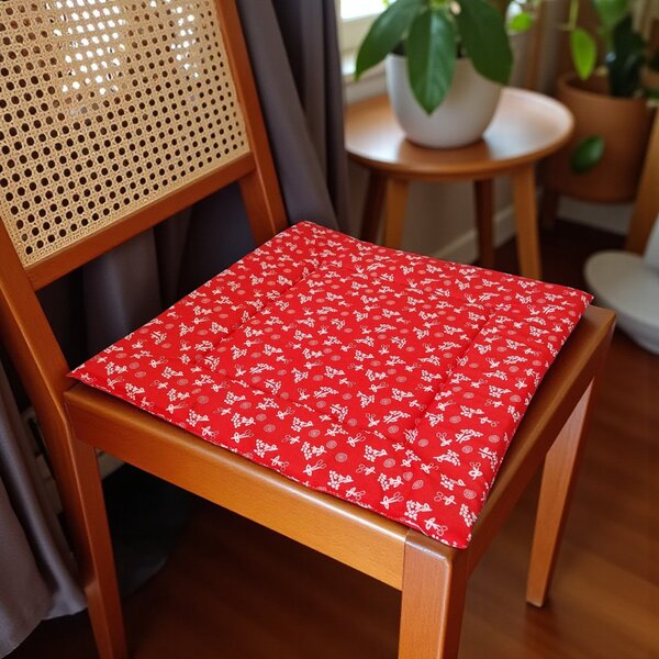 Konyhai lapos ülőpárna 32x32x2 cm piros színben