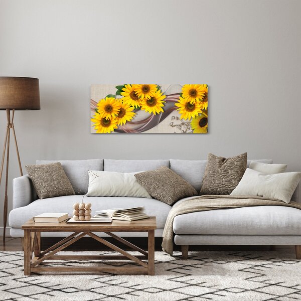 Kép - Ragyogó napraforgó virágok (120x50 cm)