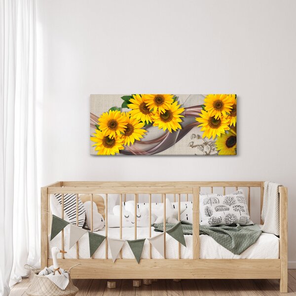 Kép - Ragyogó napraforgó virágok (120x50 cm)
