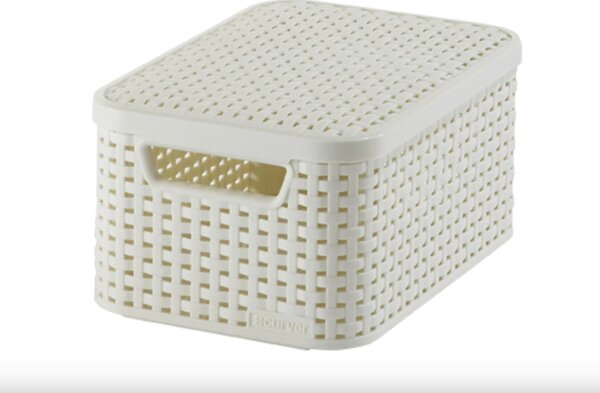 CURVER rattan kosár tetővel "S" méret 7 L 14,2x19,8x29,1 cm krém műanyag