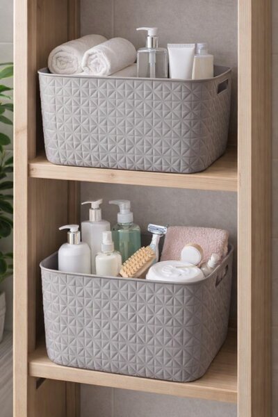 SOFTEX kosár L méret 19 L 38X29X22 cm szürke műanyag