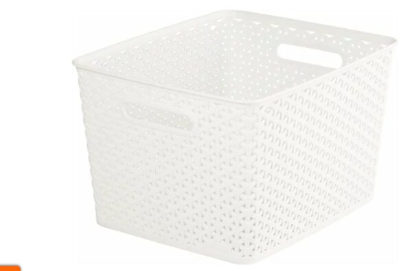 Kosár rattan hatású 18 L 35,5x30x22 cm fehér