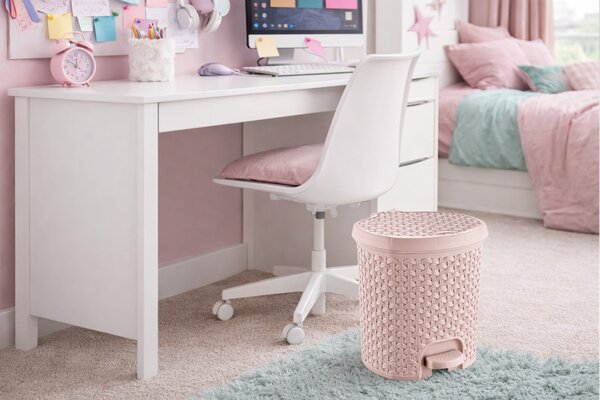 HOBBY LIFE szemetes rattan pedálos 3 L rózsaszín