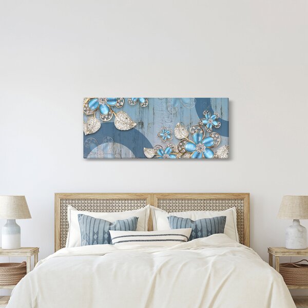Kép - kék virágok (120x50 cm)