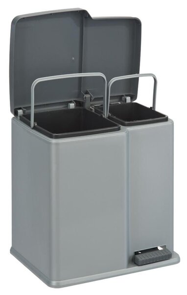 Curver Duo szelektív pedálos szemetes 15+6 L 40x30x39,8 cm szürke-sötét szürke