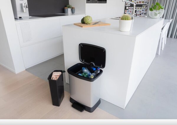 Curver Duo Deco pedálos szelektív szemetes 10+18 L 39x29x50,5 cm ezüst-fekete