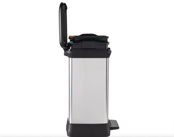 Curver Duo Deco pedálos szelektív szemetes 10+18 L 39x29x50,5 cm ezüst-fekete