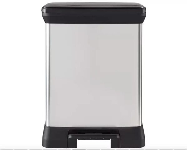 Curver Duo Deco pedálos szelektív szemetes 10+18 L 39x29x50,5 cm ezüst-fekete