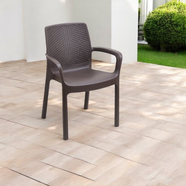 REGINA kerti szék rattan hatású barna 61x54x82 cm