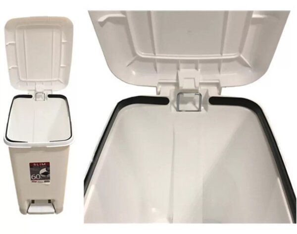 DÜNYA Slim pedálos szemetes 60 L 32x52x42,5 cm bézs