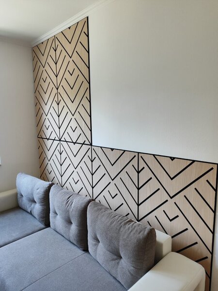 FREJA V-mintás akusztikus dizájn falpanel (120 × 60 × 0,9 cm) – Világos tölgy - sötét tölgy