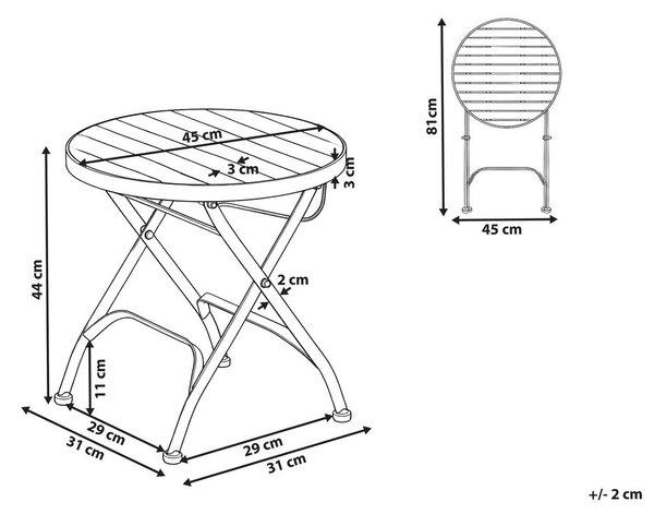 Kerti kisasztal LASCARI 45 cm 45 cm Akácfa Világosbarna