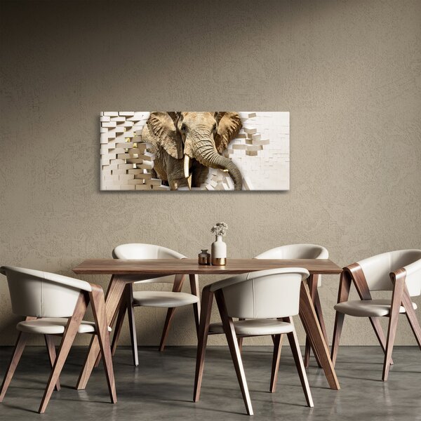 Kép - Egy elefánt áttör a falon (120x50 cm)
