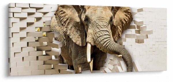Kép - Egy elefánt áttör a falon (120x50 cm)