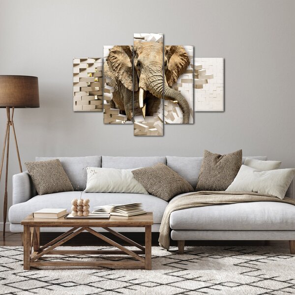 Kép - Egy elefánt áttör a falon (150x105 cm)