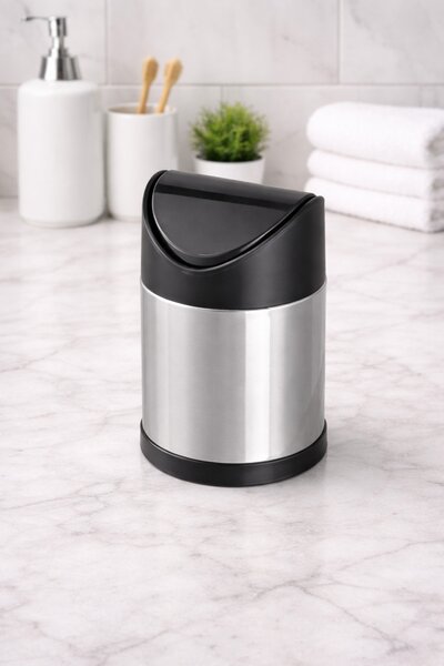 Fém billenős szemetes 1,1 L 18,5x12,5 cm fekete