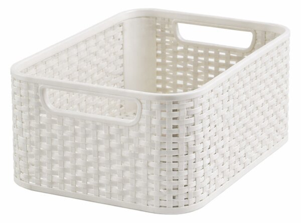 CURVER Rattan hatású műanyag kosár fehér S méret 28x12x19 cm fehér