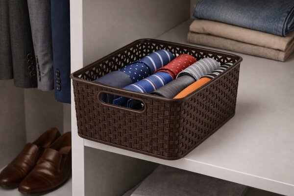 CURVER Rattan hatású műanyag kosár barna 13 L 35,5x30x14cm