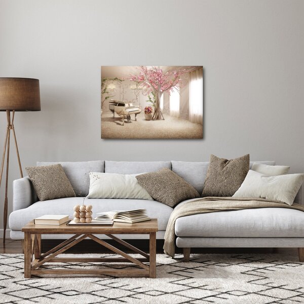 Kép - Álmodozó belső tér zongorával (70x50 cm)