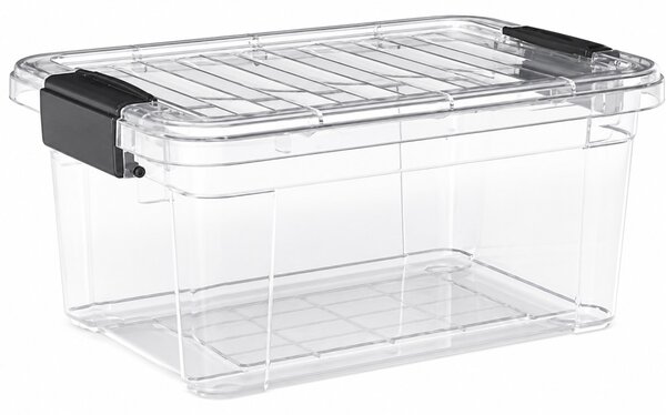 DÜNYA Tároló doboz tetővel 8,25 L 21x305x19 cm sötét szürke füllel