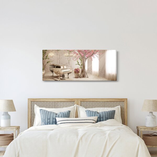 Kép - Álmodozó belső tér zongorával (120x50 cm)