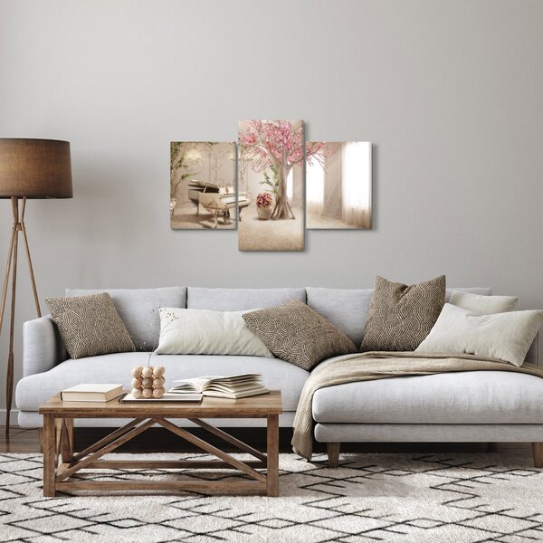 Kép - Álmodozó belső tér zongorával (90x60 cm)