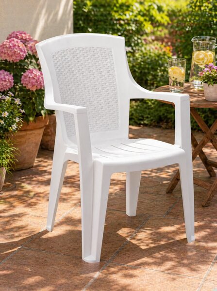 Progarden EDEN Szék magastámlás műanyag fehér rattan hatású 60x62x89 cm