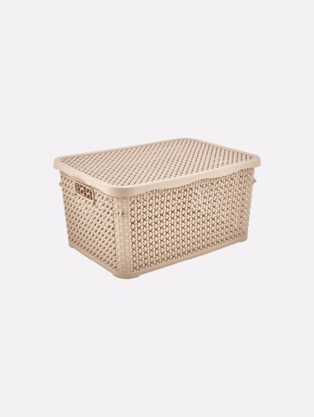 TÁROLÓDOBOZ SZÖGL. TETŐVEL MŰA. 10L 4 SZÍN "PEARL" 15,5*23,6*34,6CM