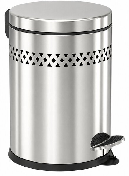 Fém pedálos szemetes fekete mintás 11,8 L 35x25 cm ezüst