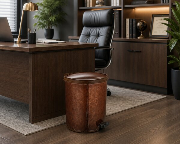 Pedálos műanyag szemetes kivehető betéttel elegáns bőrhatású mintával 20 L 32x36x39 cm