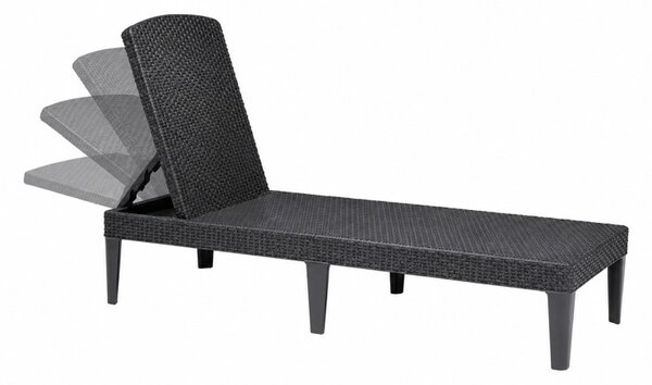 CURVER KETER Jaipur kerti nyugágy napozóágy grafit műanyag rattan hatású 187x58x29 cm