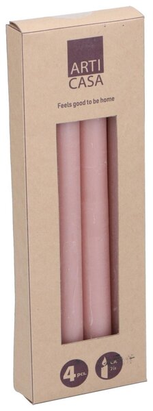 GYERTYA RUSZTIKUS PAPÍRDOBOZOS 4DB 25CM RÓZSASZÍN