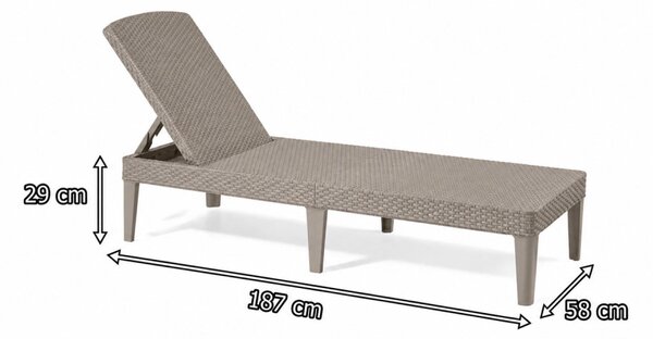 CURVER KETER Jaipur kerti nyugágy napozóágy cappuccino műanyag rattan hatású 187x58x29 cm