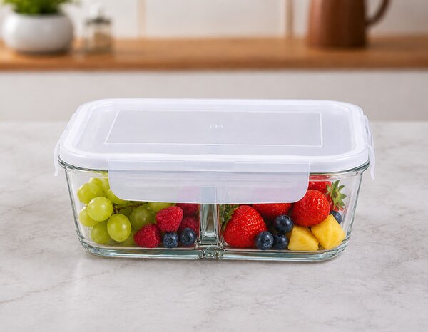LAV osztott üveg ételtároló 1,1 L 6,5x15X20,5 cm