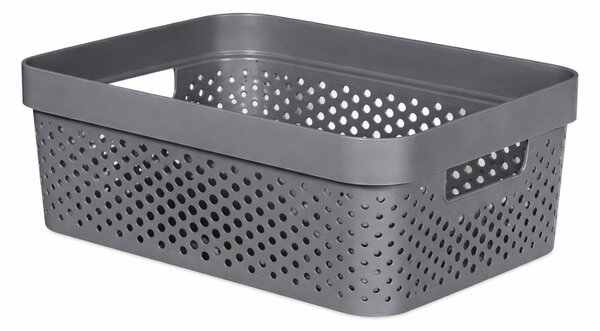 CURVER INFINITY Tárolókosár pötty lyuk mintával 11 L 14x36x27 cm sötét szürke