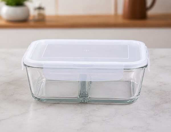 LAV osztott üveg ételtároló 1,1 L 6,5x15X20,5 cm