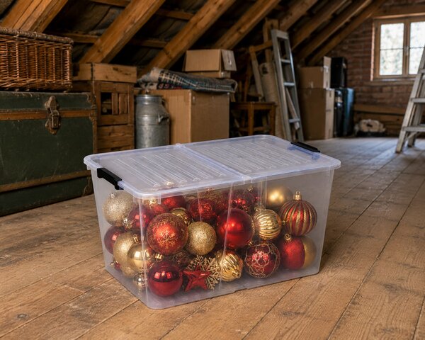 HOME BOX Flex tároló 50 L 56x39x30 cm átlátszó